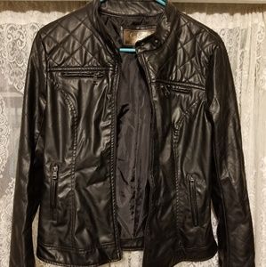 Black Faux Leather Jacket Large